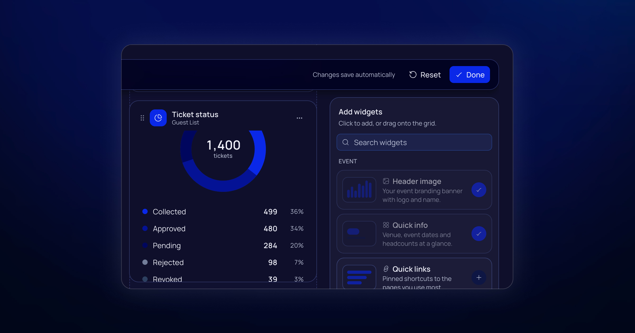 Screenshot of our widget customizer